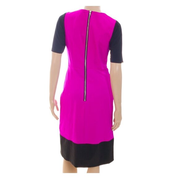 MILLY Magenta Color Block Midi Dress - Picture 4 of 7